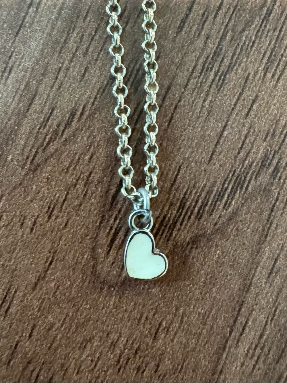 American Eagle Outfitters Silver Chain Necklace with White Heart Charm